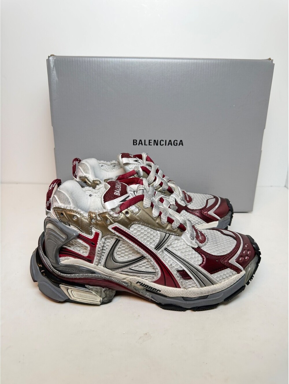 Balenciaga Runner White Red Sneakers Womens Size 7/37 New